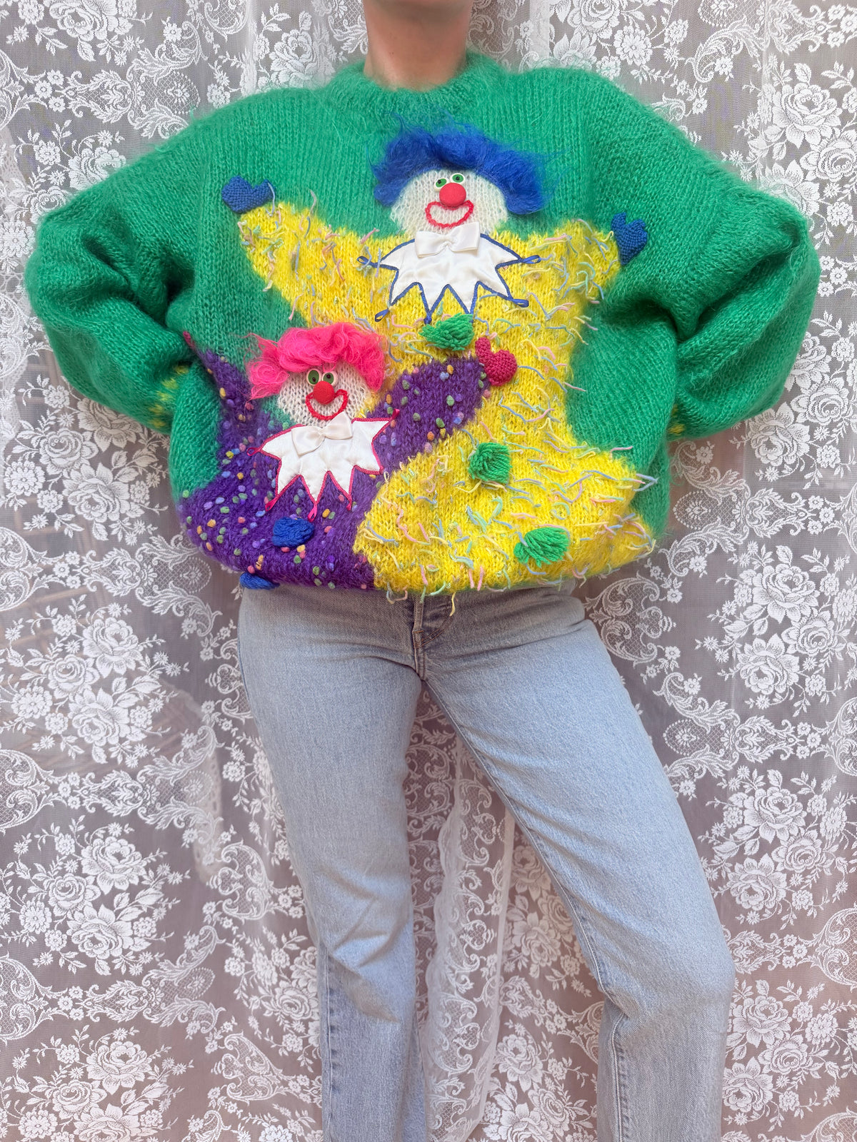 Vintage Designer Knitwear Jump to Jack Oversized Novelty Clown Jumper