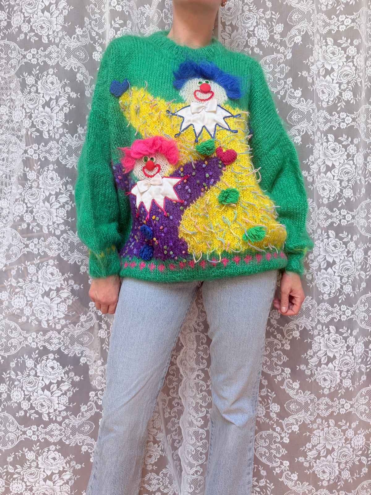 Vintage Designer Knitwear Jump to Jack Oversized Novelty Clown Jumper