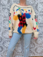 Vintage 1990s–1980s Hand-Knitted Mohair Novelty Playing Card Joker Jumper | Selina Knitwear