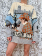 Vintage 1990s Hand-Knitted Sherlock Holmes Novelty Jumper | Selina Knitwear