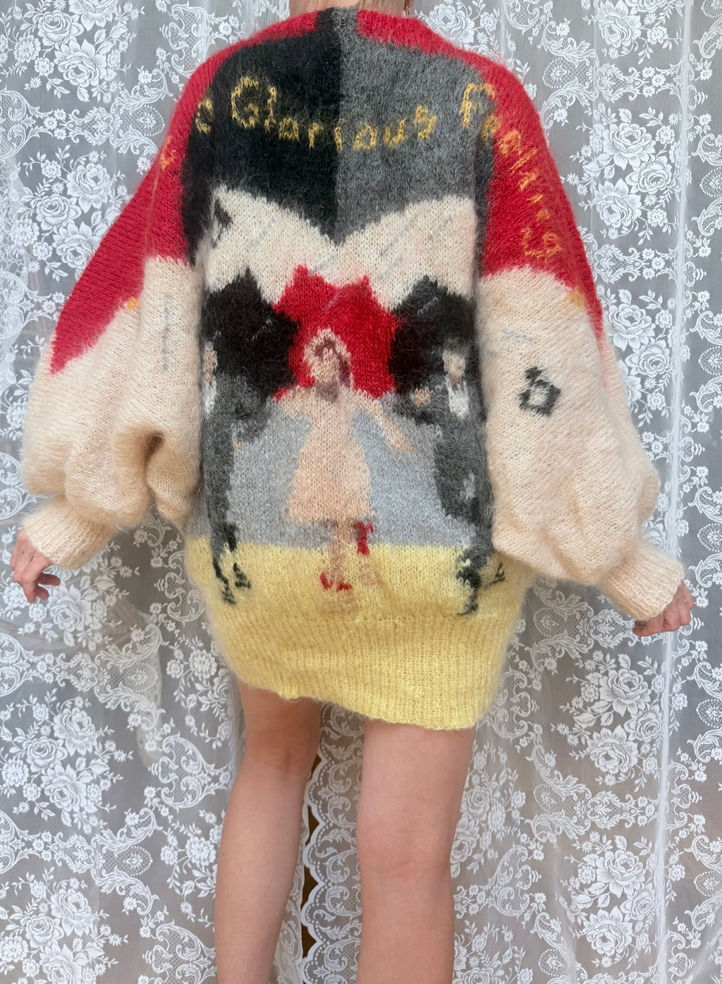 Vintage 1990s Hand-Knitted Mohair Singing in the Rain Jumper | Selina Knitwear