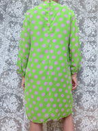 Vintage 1960s Handmade Lime Green Psychedelic Polka Dot Mod Dress