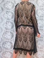 Antique 1920s–1930s Art Deco Black Lace Evening Flapper Dress