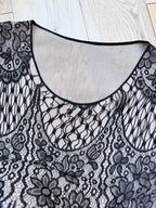 Antique 1920s–1930s Art Deco Black Lace Evening Flapper Dress