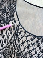 Antique 1920s–1930s Art Deco Black Lace Evening Flapper Dress