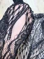 Antique 1920s–1930s Art Deco Black Lace Evening Flapper Dress