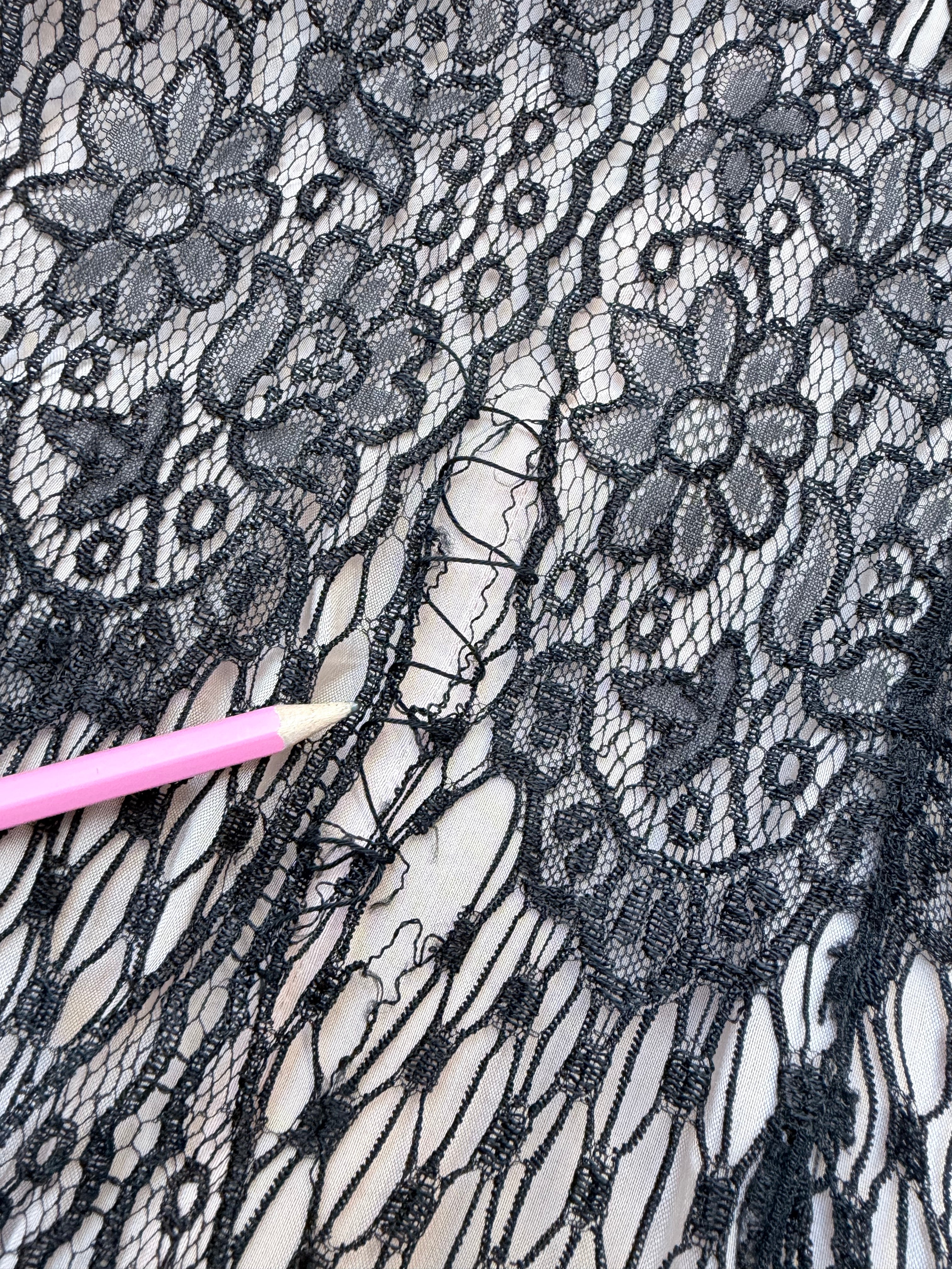 Antique 1920s–1930s Art Deco Black Lace Evening Flapper Dress
