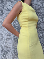 Vintage 1960s Polmarks Model Yellow Tassel Fringe Maxi Dress