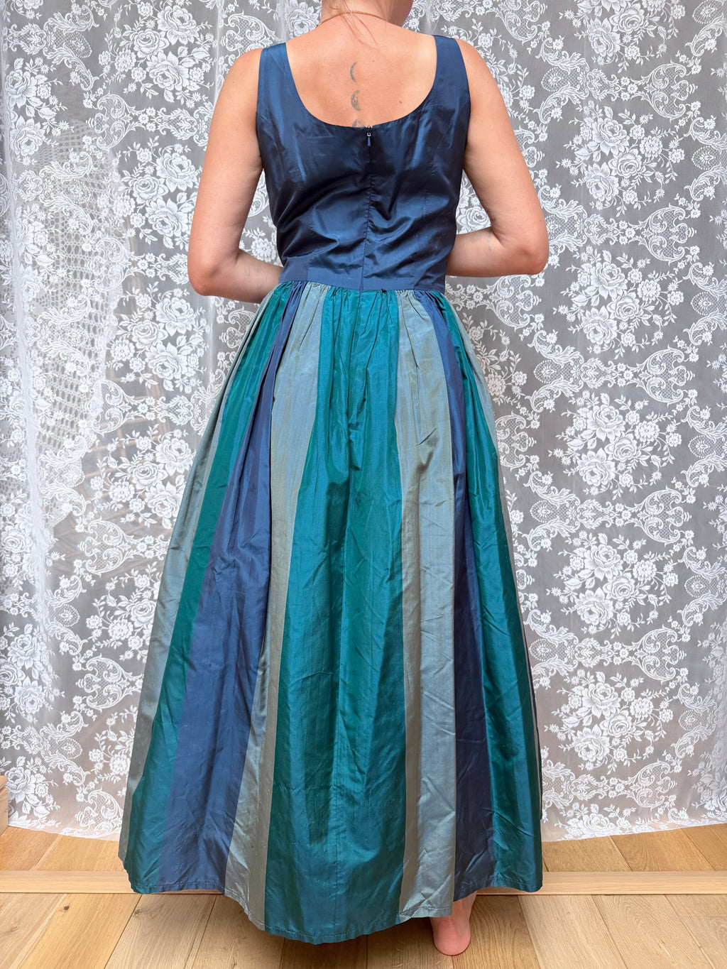 Vintage 1980s Monsoon Twilight Silk Maxi Dress