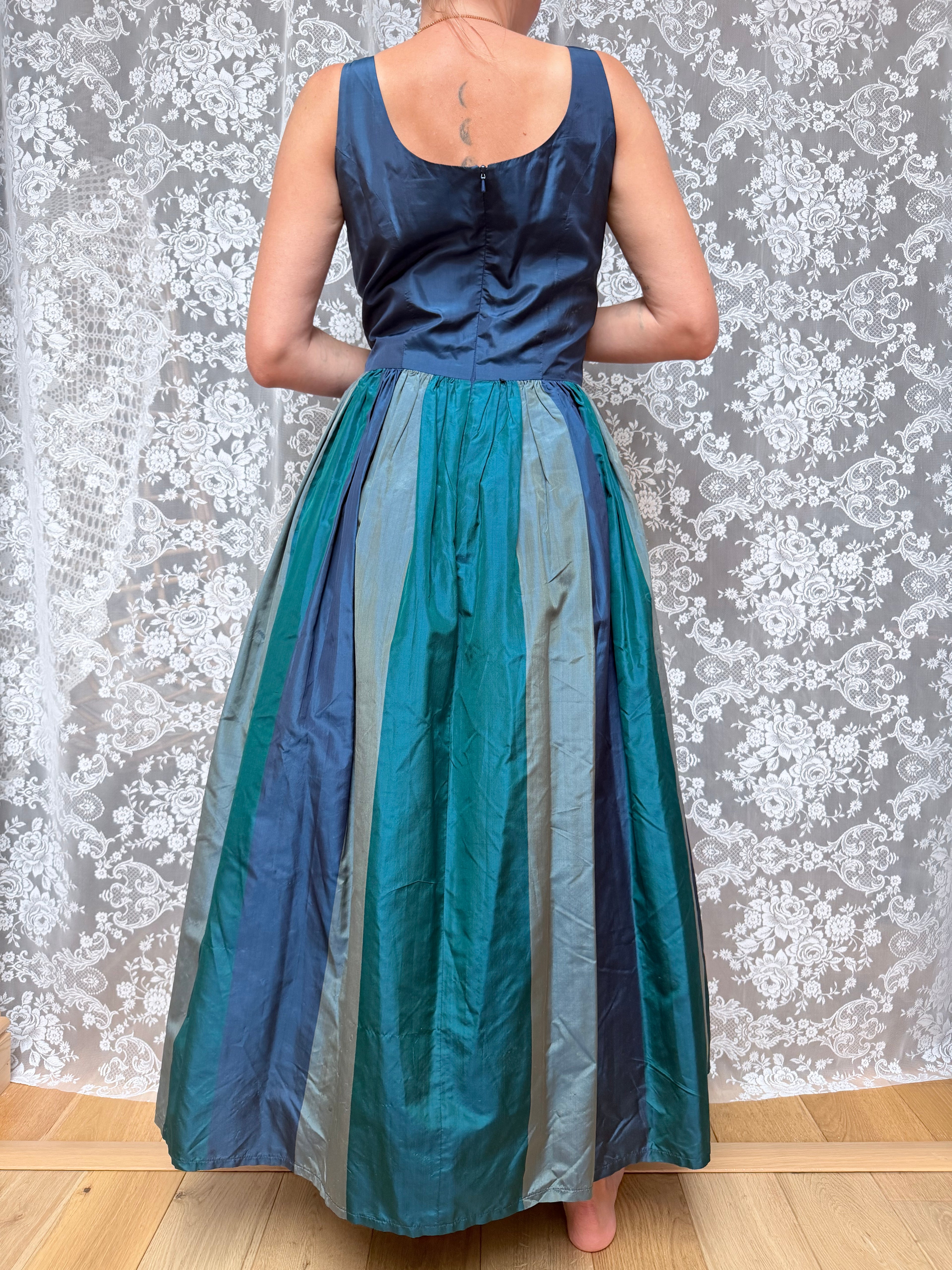 Vintage 1980s Monsoon Twilight Silk Maxi Dress
