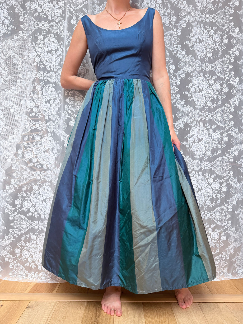 Vintage 1980s Monsoon Twilight Silk Maxi Dress
