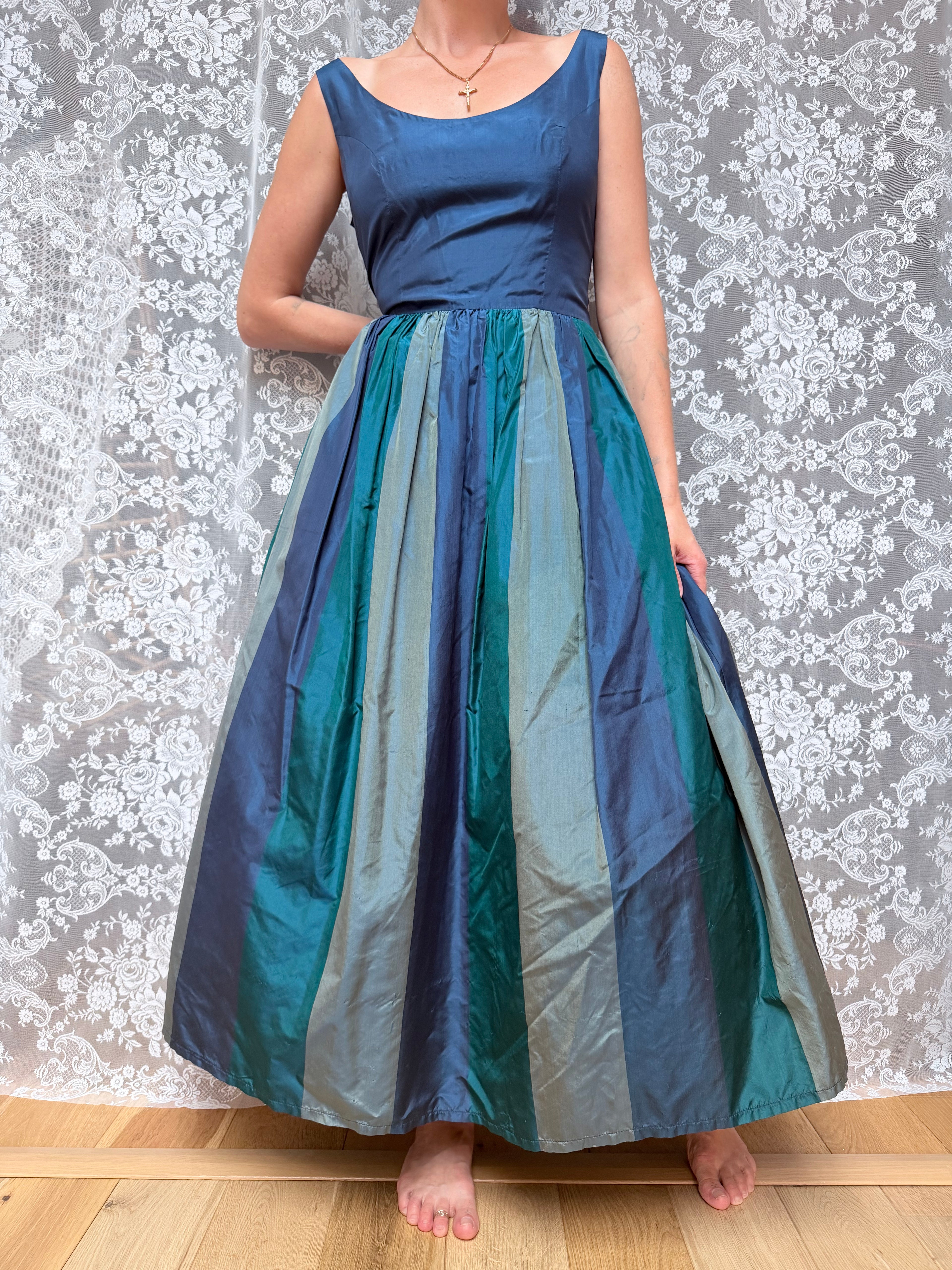 Vintage 1980s Monsoon Twilight Silk Maxi Dress