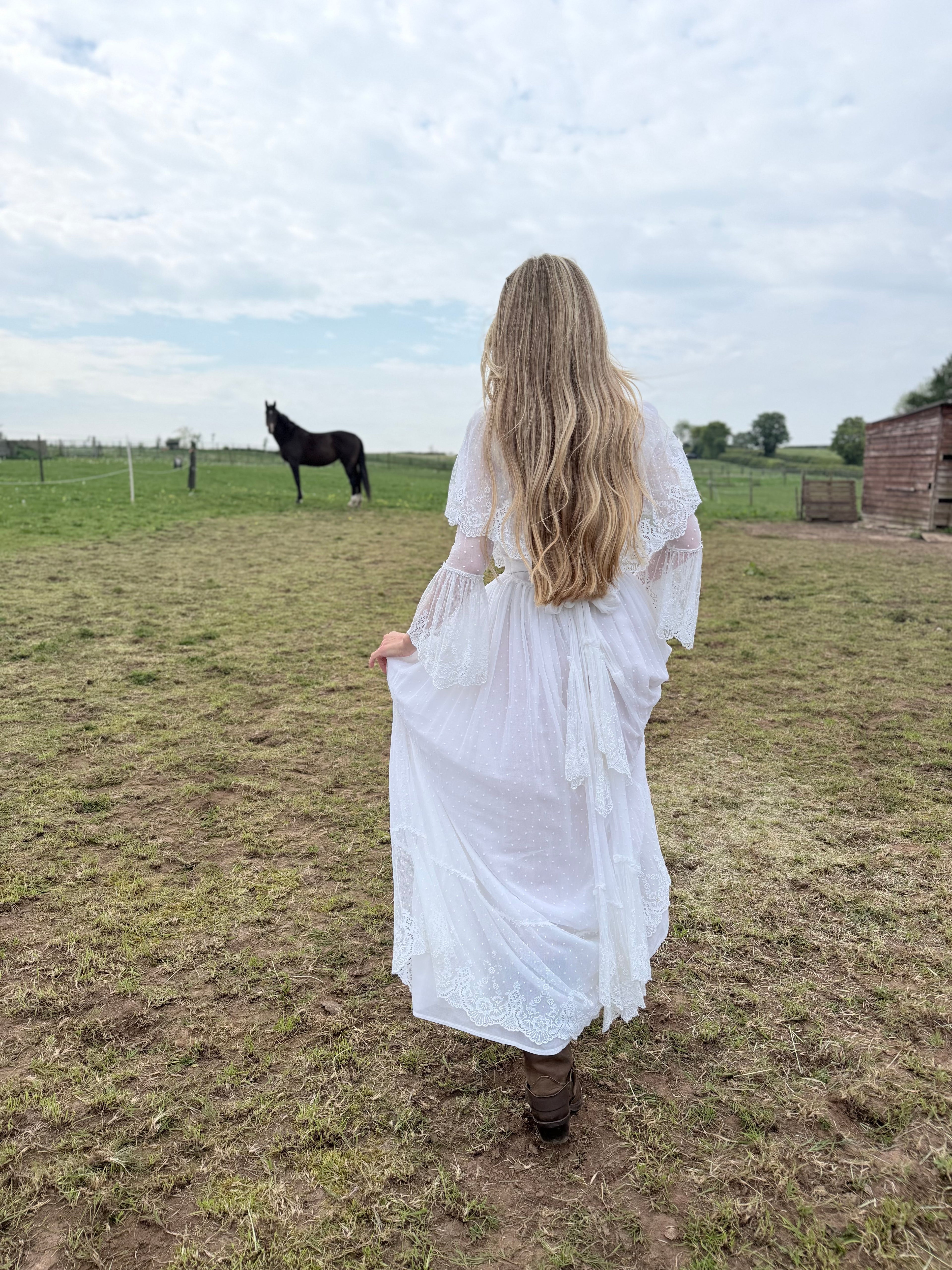 Very Rare 1970s Laura Ashley Boho Prairie Wedding Dress