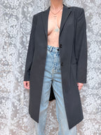 Vintage 1990s Hugo Boss Ladies Black Minimalist Overcoat Blazer
