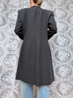 Vintage 1990s Hugo Boss Ladies Black Minimalist Overcoat Blazer