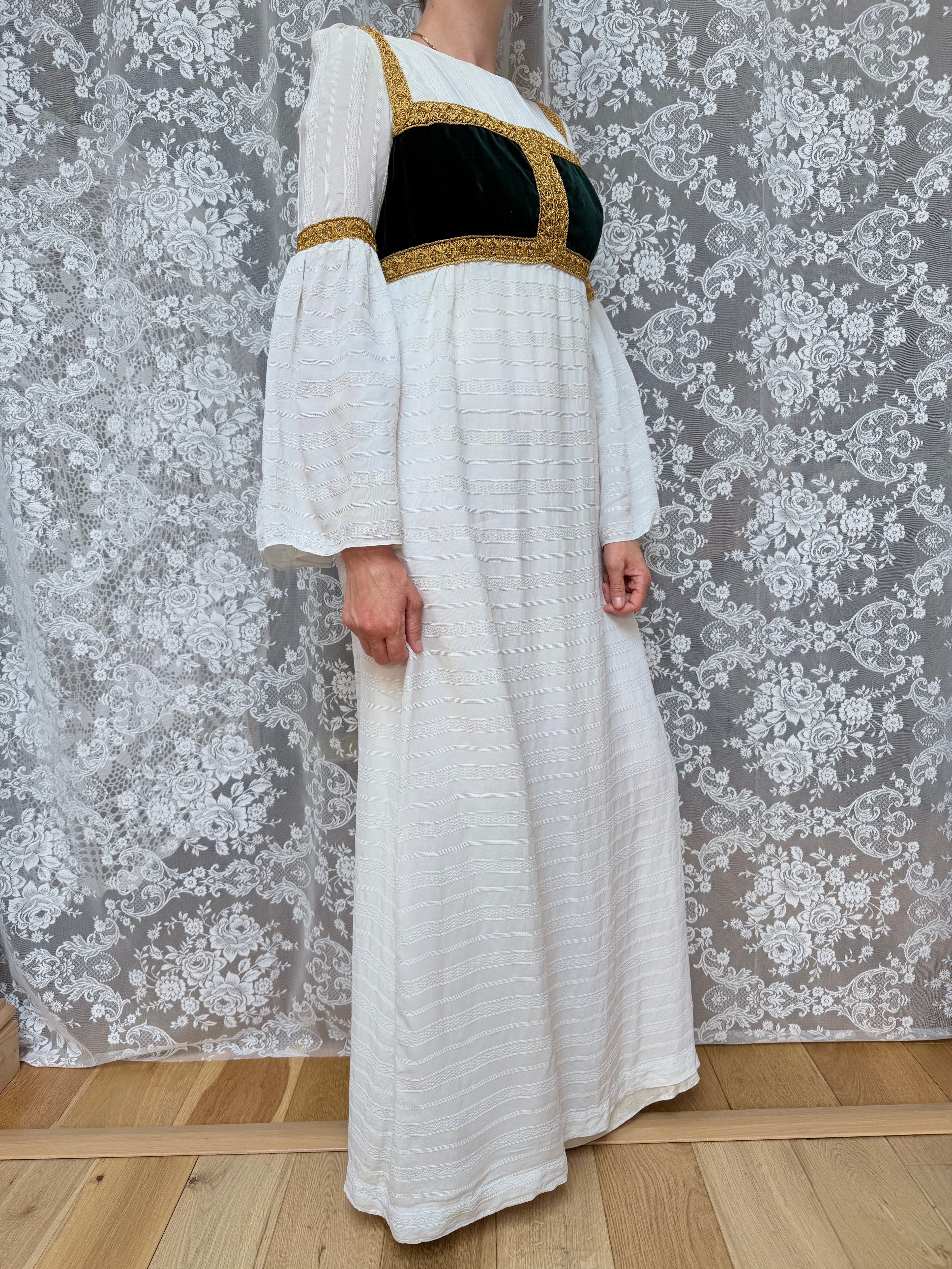 Vintage Quad 1970s Medieval Revival Folk Maxi Dress