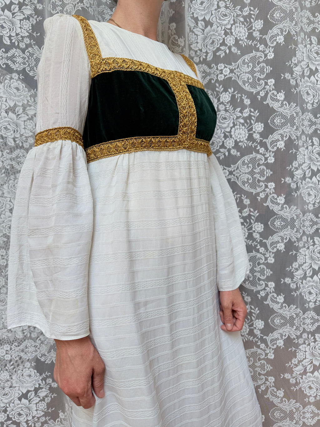 Vintage Quad 1970s Medieval Revival Folk Maxi Dress