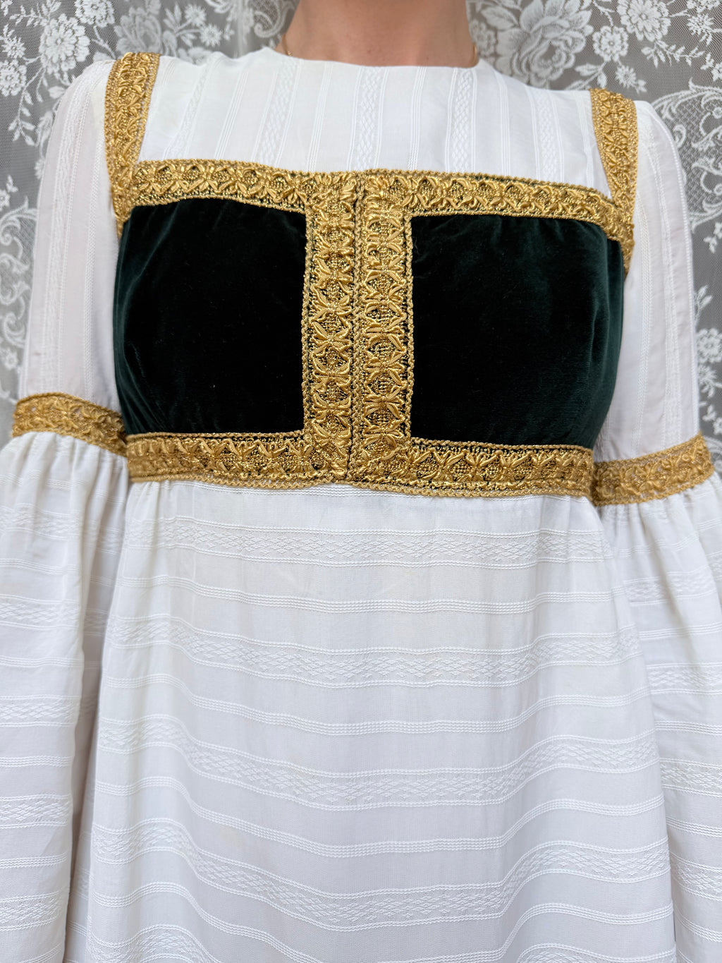 Vintage Quad 1970s Medieval Revival Folk Maxi Dress