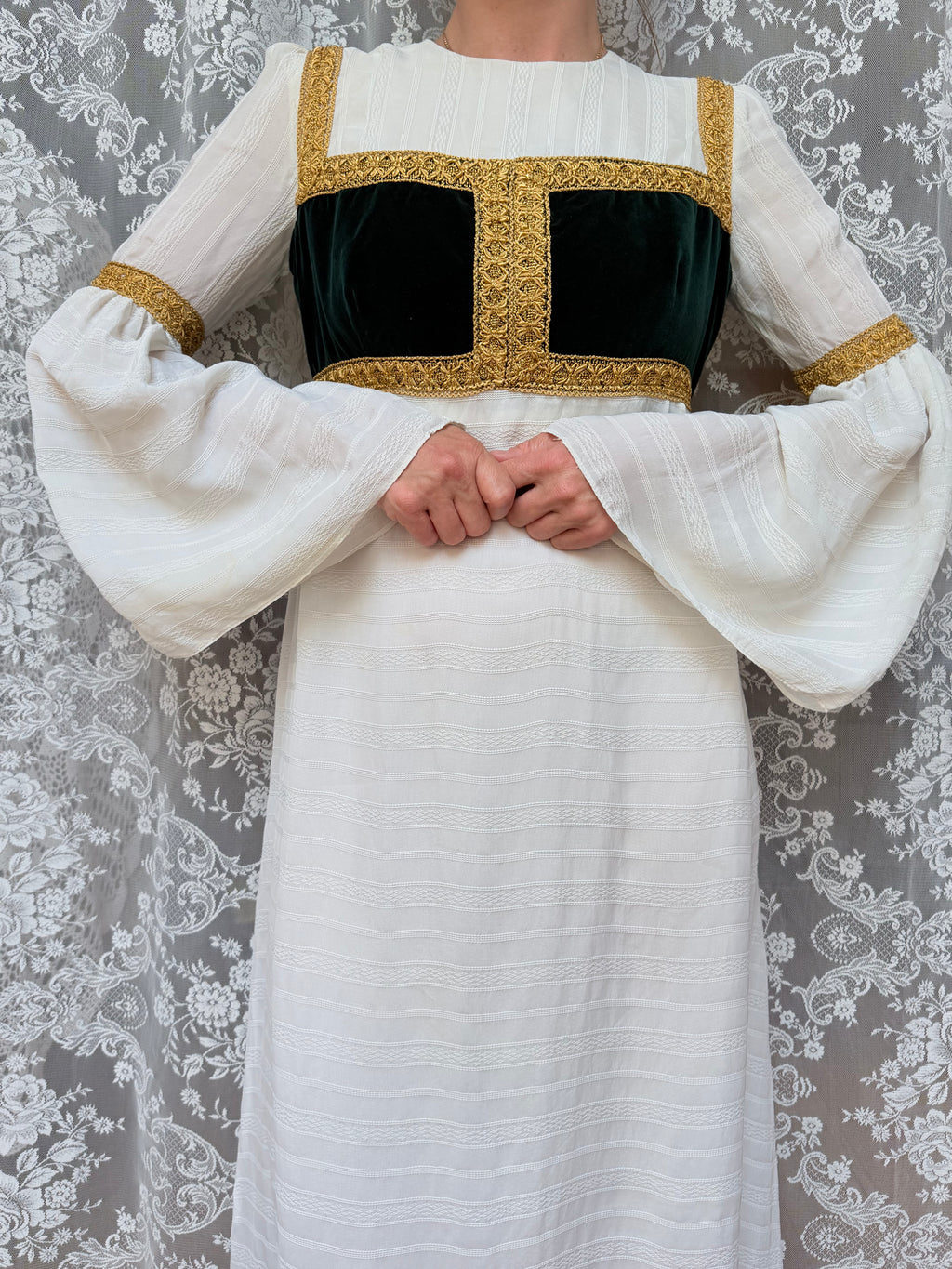 Vintage Quad 1970s Medieval Revival Folk Maxi Dress