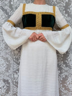 Vintage Quad 1970s Medieval Revival Folk Maxi Dress