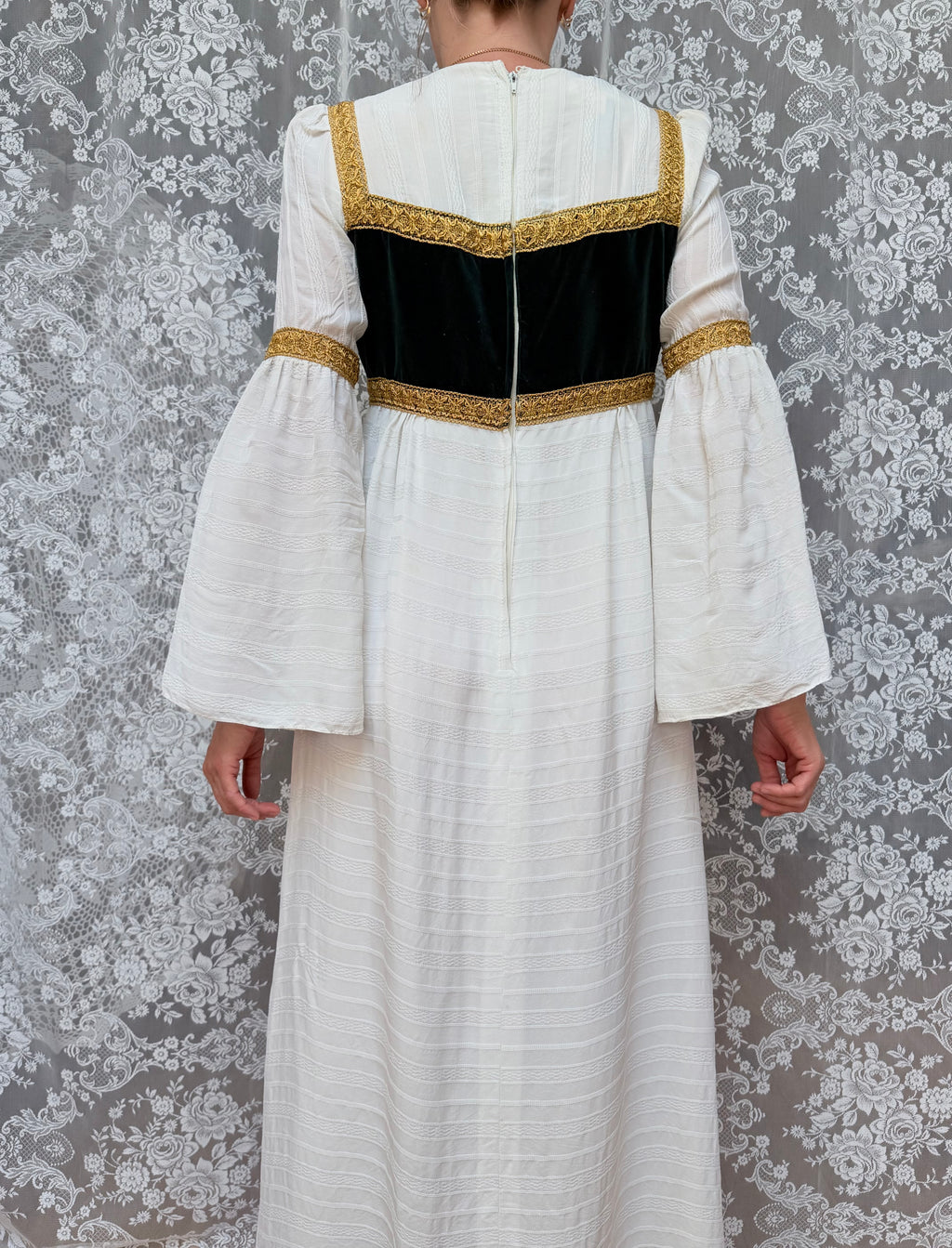 Vintage Quad 1970s Medieval Revival Folk Maxi Dress