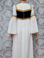 Vintage Quad 1970s Medieval Revival Folk Maxi Dress
