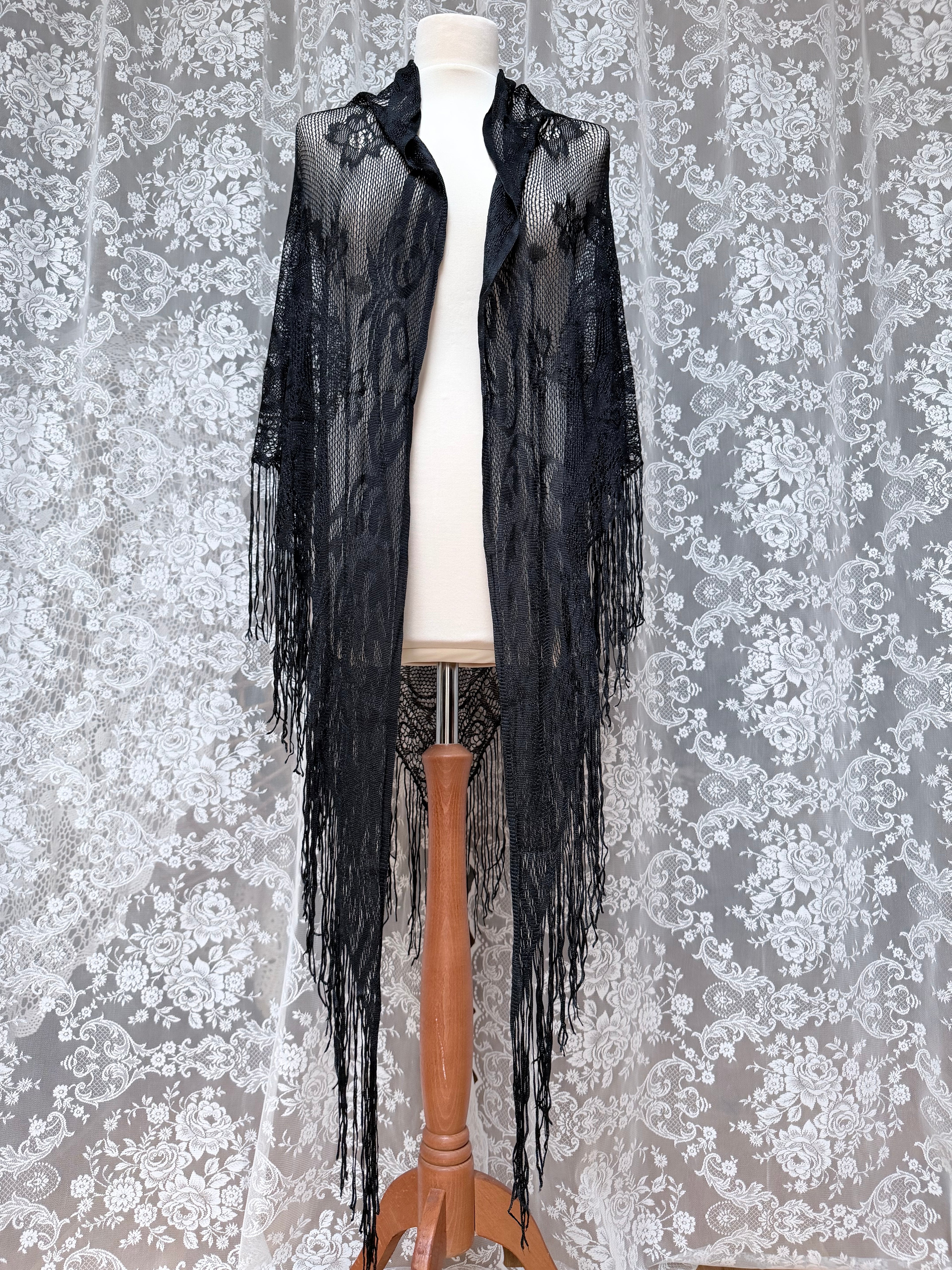 Sisters of the Moon: Vintage 1970s Black Crochet Stevie Nicks Shawl