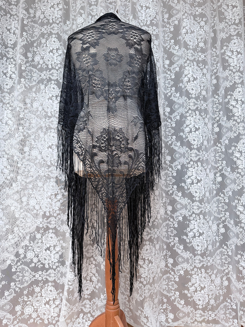 Sisters of the Moon: Vintage 1970s Black Crochet Stevie Nicks Shawl