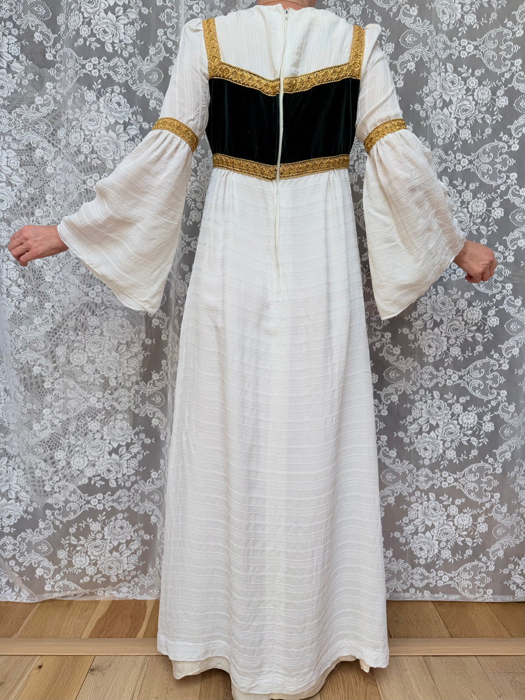 Vintage Quad 1970s Medieval Revival Folk Maxi Dress