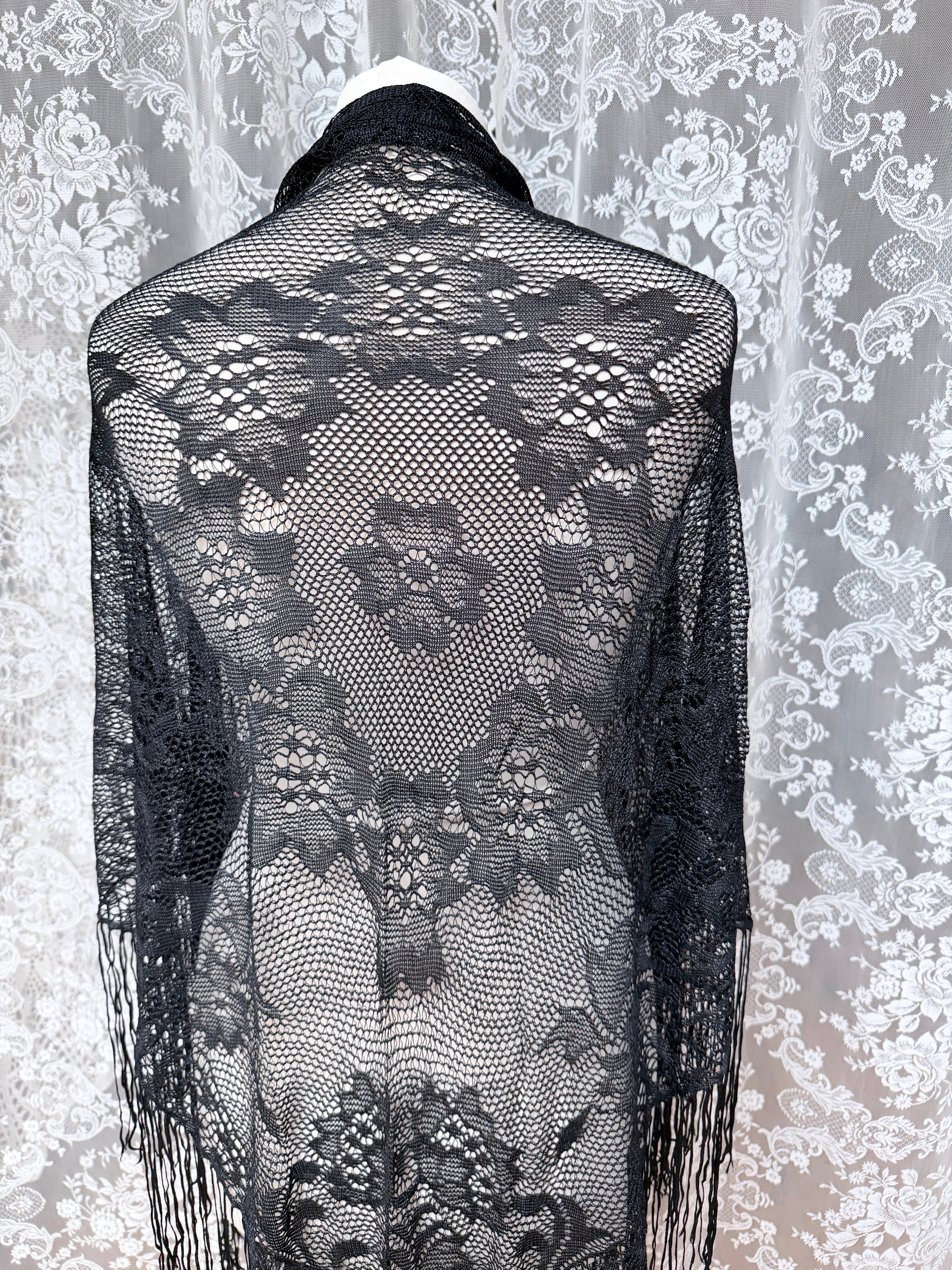 Sisters of the Moon: Vintage 1970s Black Crochet Stevie Nicks Shawl