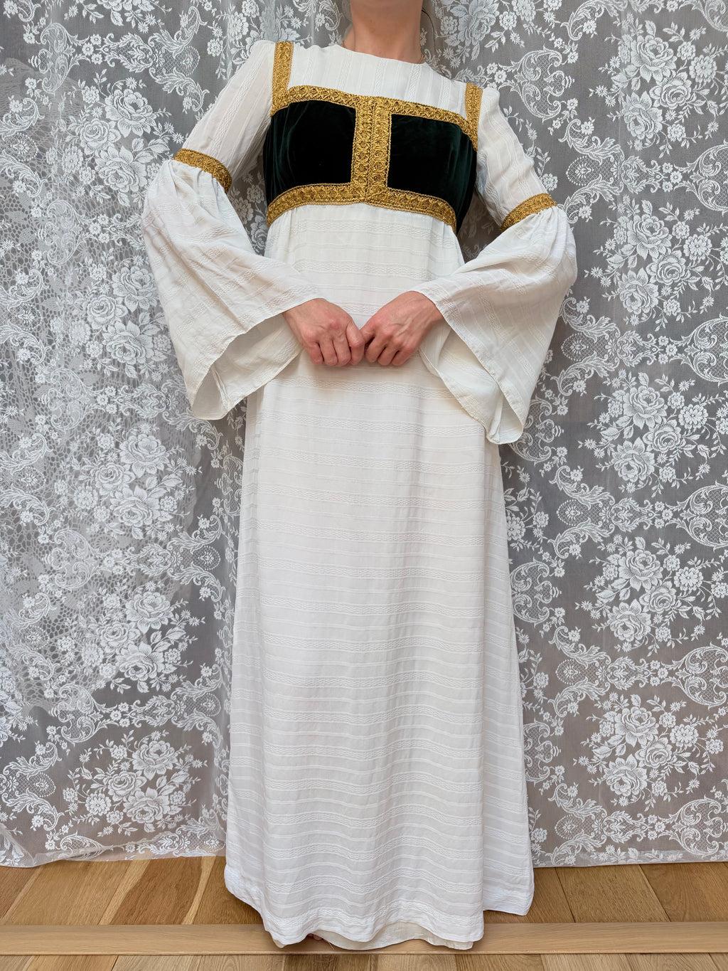 Vintage Quad 1970s Medieval Revival Folk Maxi Dress