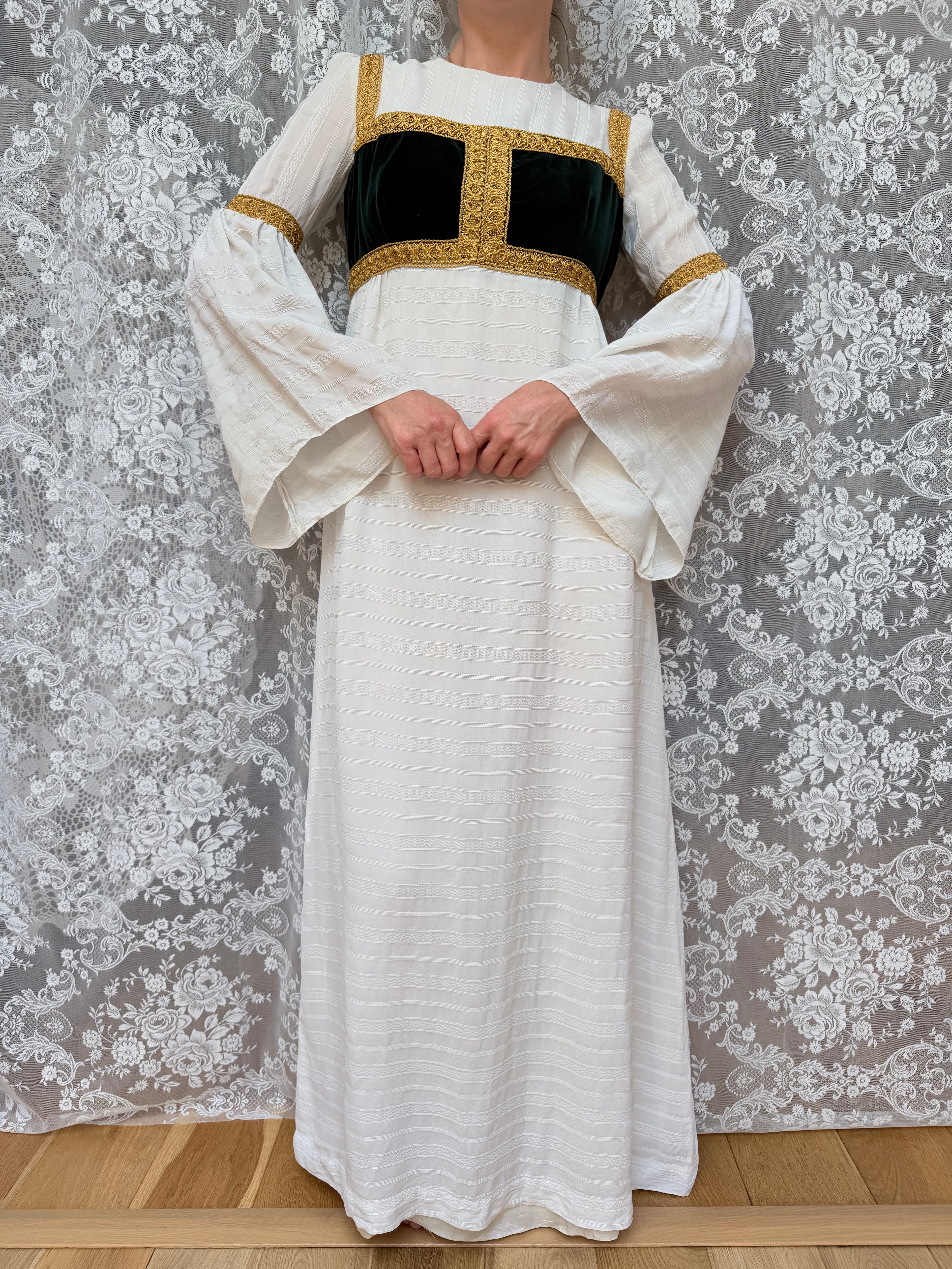 Vintage Quad 1970s Medieval Revival Folk Maxi Dress