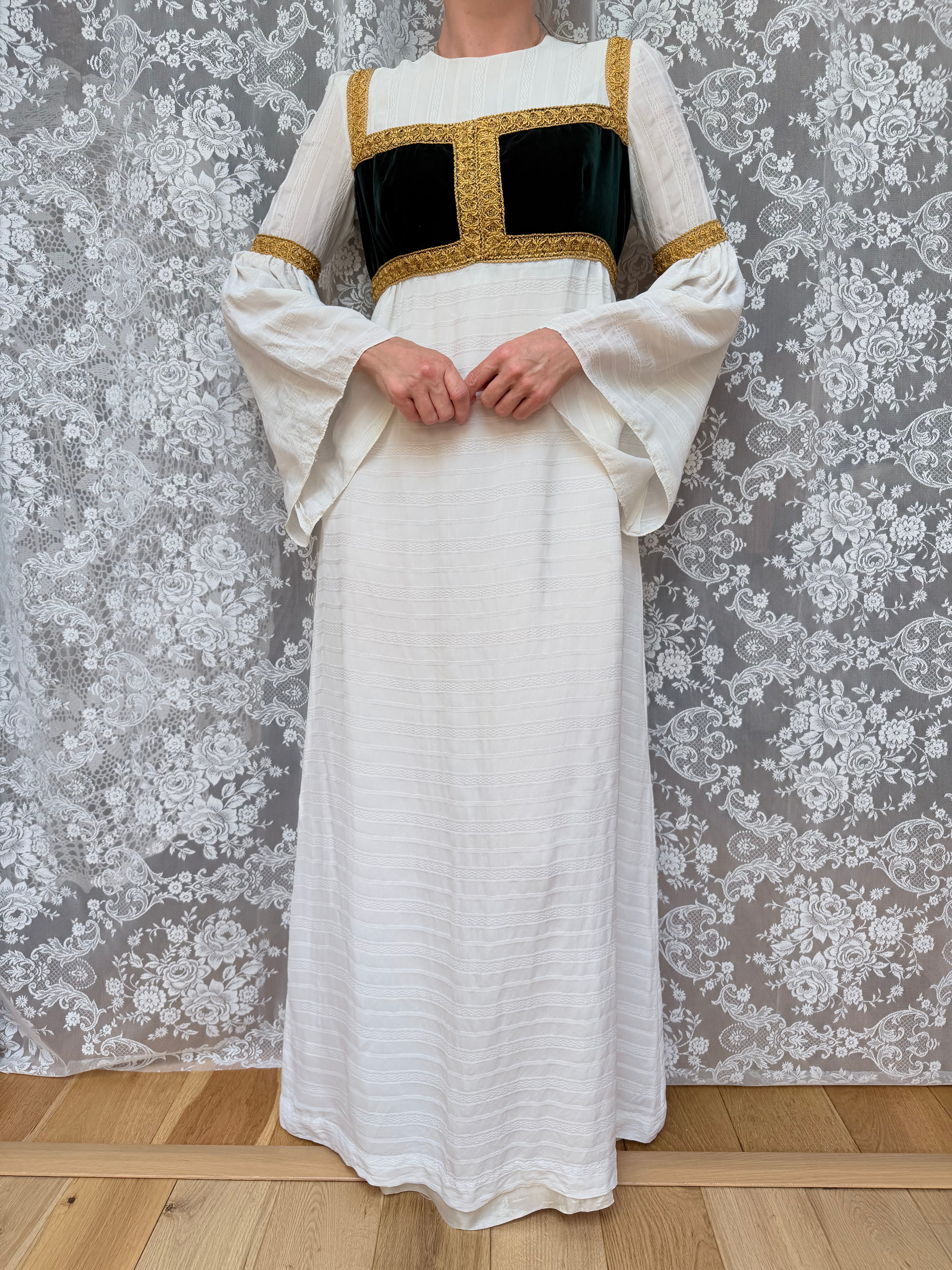 Vintage Quad 1970s Medieval Revival Folk Maxi Dress