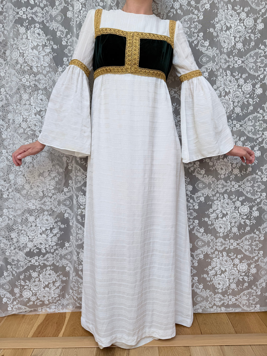 Vintage Quad 1970s Medieval Revival Folk Maxi Dress
