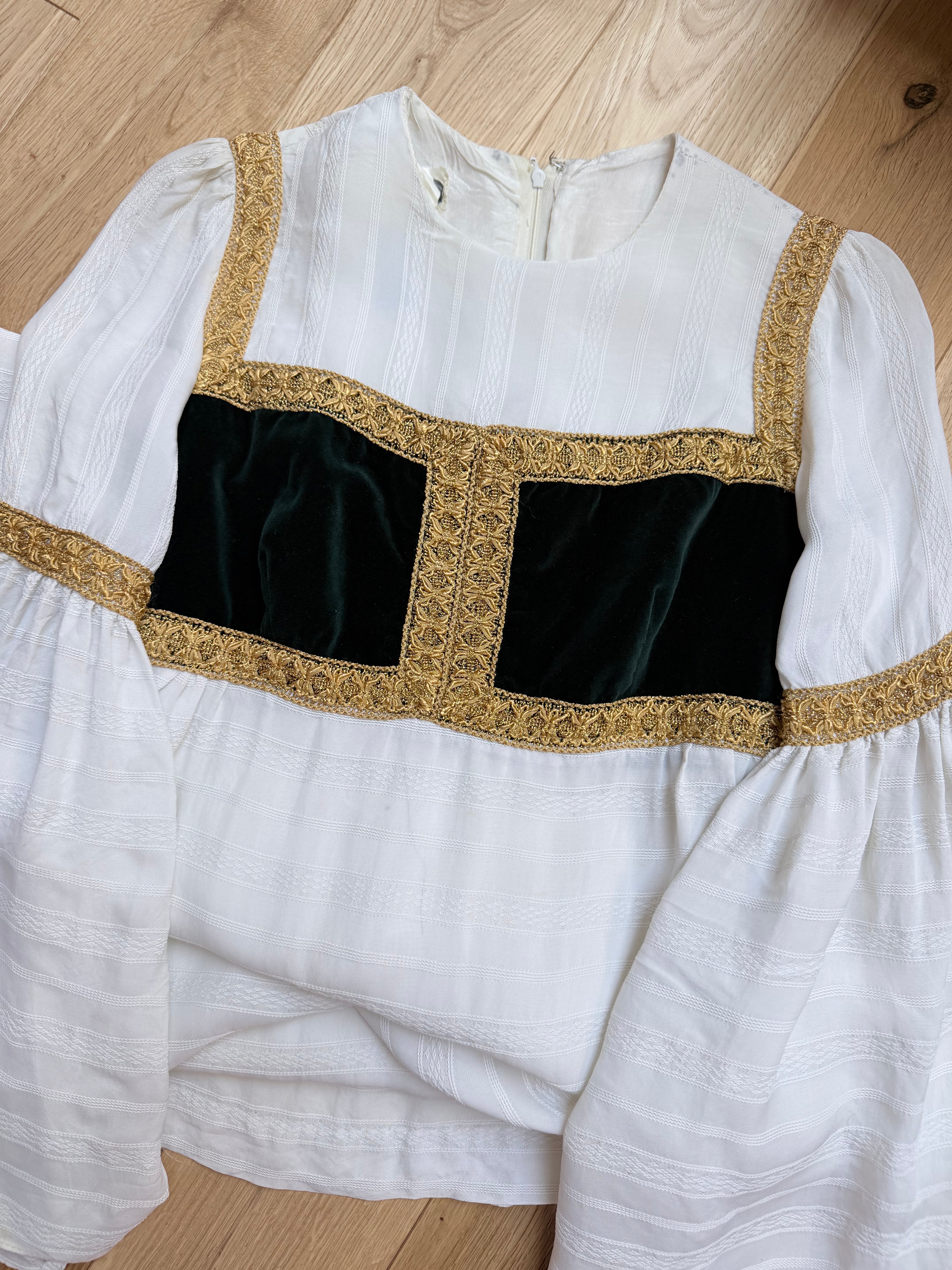Vintage Quad 1970s Medieval Revival Folk Maxi Dress