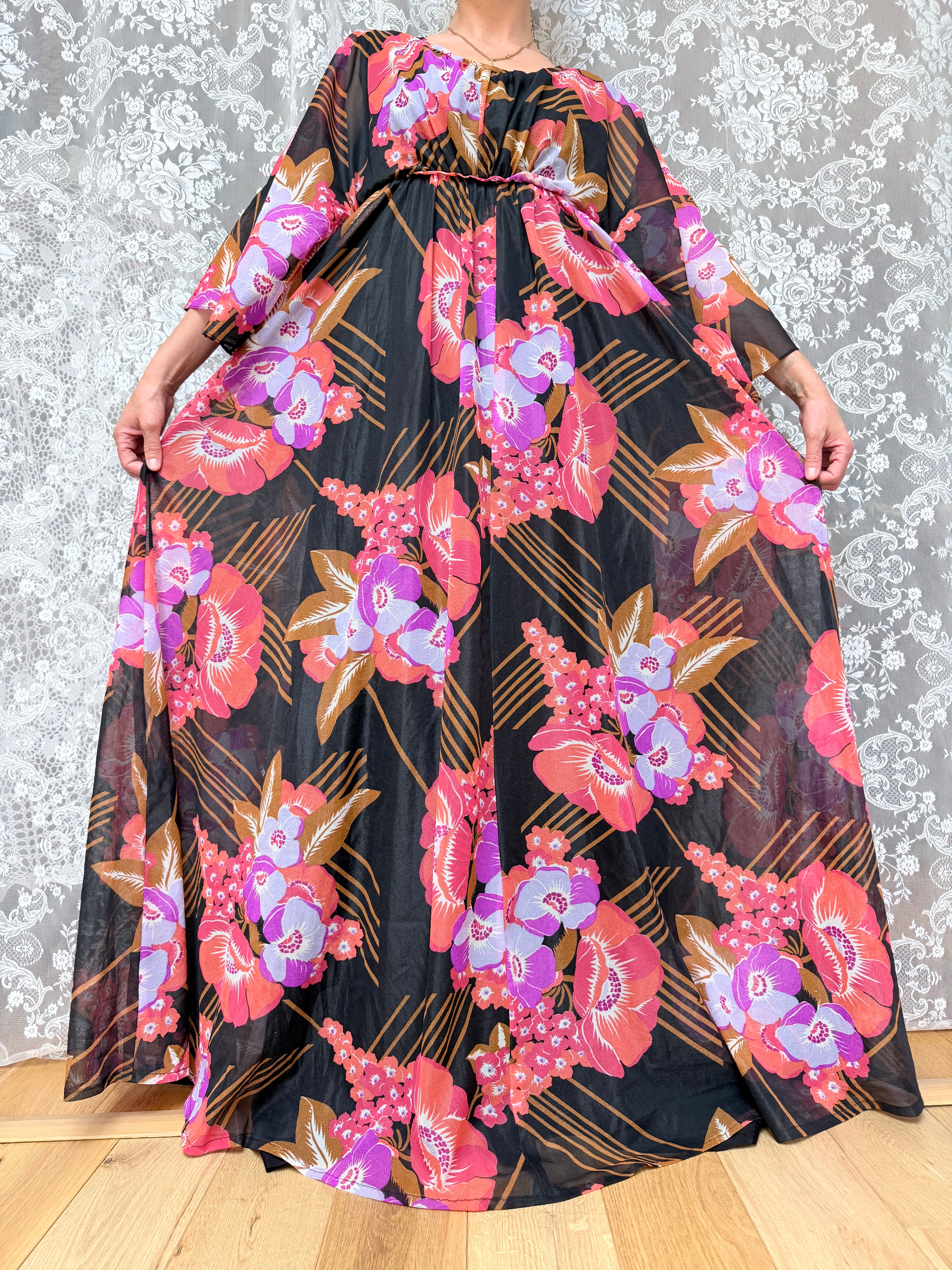 Rare Vintage 1970s 'Styled By Sylvan' Batwing Cape Dress