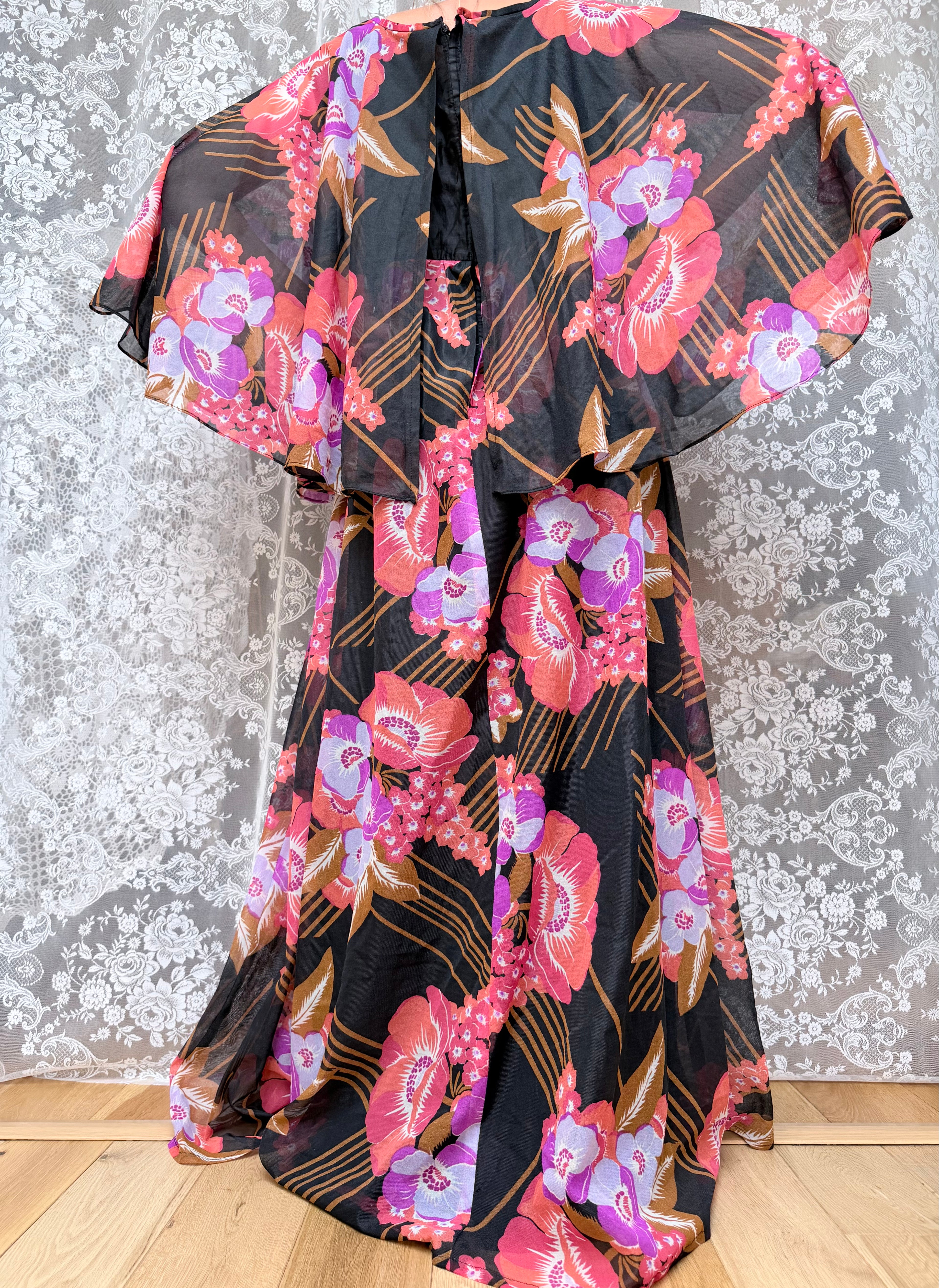 Rare Vintage 1970s 'Styled By Sylvan' Batwing Cape Dress