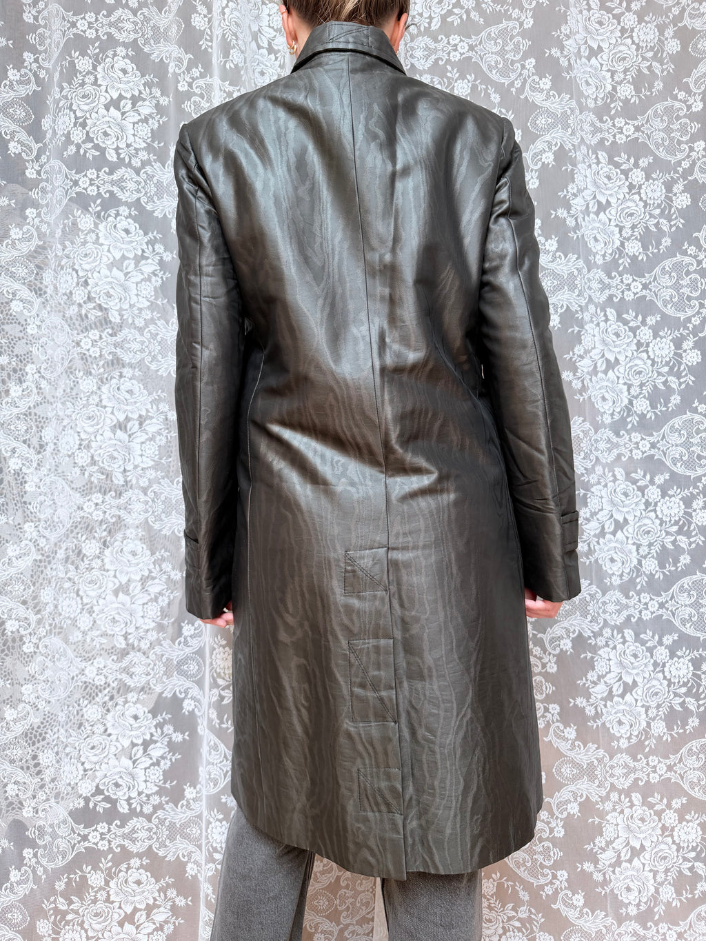 Vintage 1990s Versace Jeans Couture Minimalist Black Trench Coat