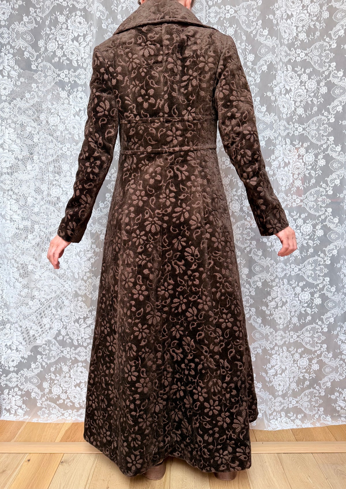 Beautiful Vintage 1960s Heavy Velvet Carpet Coat with Dagger Collar | Elgee of London