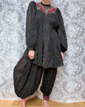 Rare 1970s French Connection Boho Embroidered Cotton Harem Two Piece