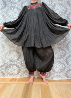 Rare 1970s French Connection Boho Embroidered Cotton Harem Two Piece