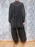 Rare 1970s French Connection Boho Embroidered Cotton Harem Two Piece