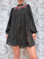 Rare 1970s French Connection Boho Embroidered Cotton Harem Two Piece