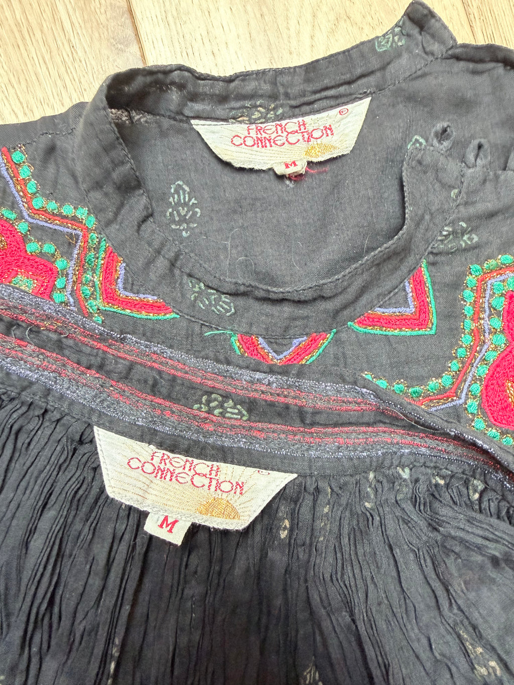 Rare 1970s French Connection Boho Embroidered Cotton Harem Two Piece