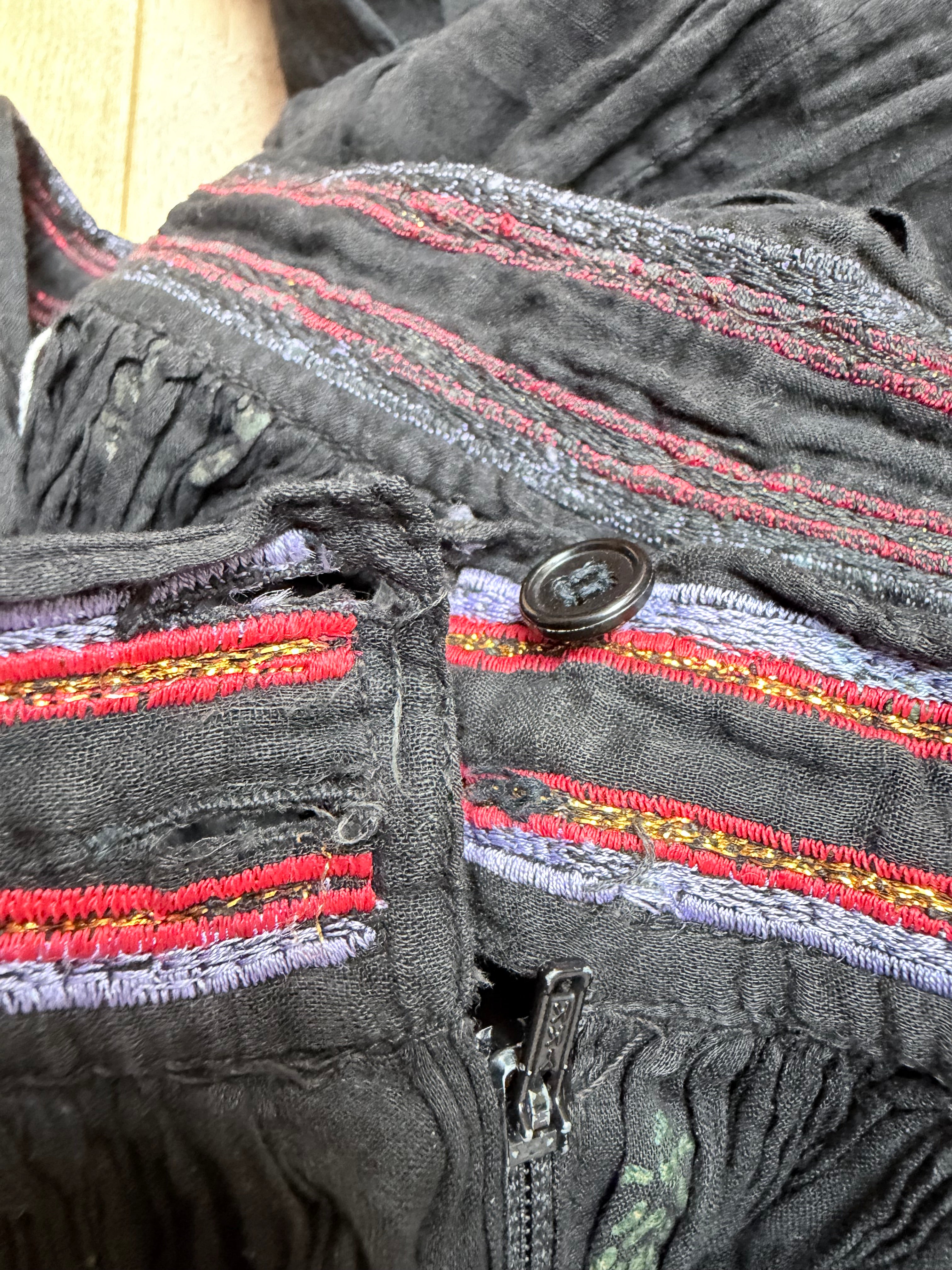 Rare 1970s French Connection Boho Embroidered Cotton Harem Two Piece