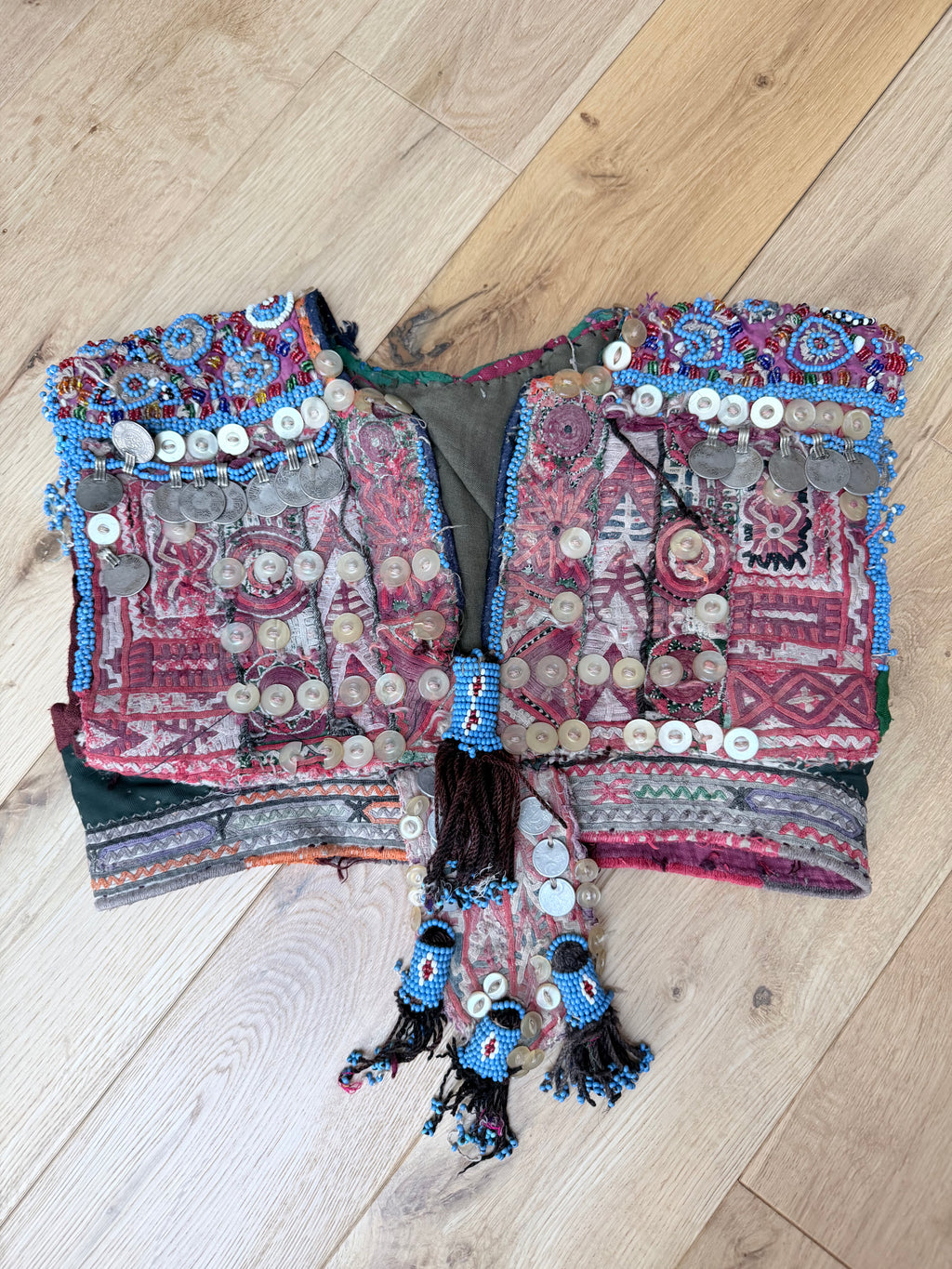 Rare Antique Afghan Embroidered Ceremonial Bridal Waistcoat
