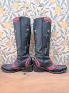 Vintage 1980s Mexican Leather Cowboy Boots | Beautiful Bird & Floral Applique