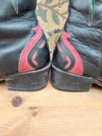 Vintage 1980s Mexican Leather Cowboy Boots | Beautiful Bird & Floral Applique