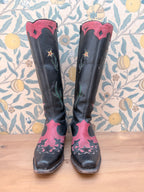 Vintage 1980s Mexican Leather Cowboy Boots | Beautiful Bird & Floral Applique