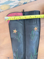 Vintage 1980s Mexican Leather Cowboy Boots | Beautiful Bird & Floral Applique